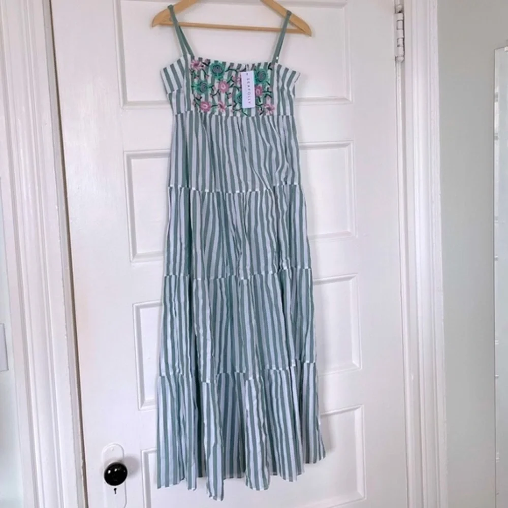 SEAFOLLY Embroidered Striped Tiered Maxi Dress - Women’s Size XS - NEW - Picture 5 of 7